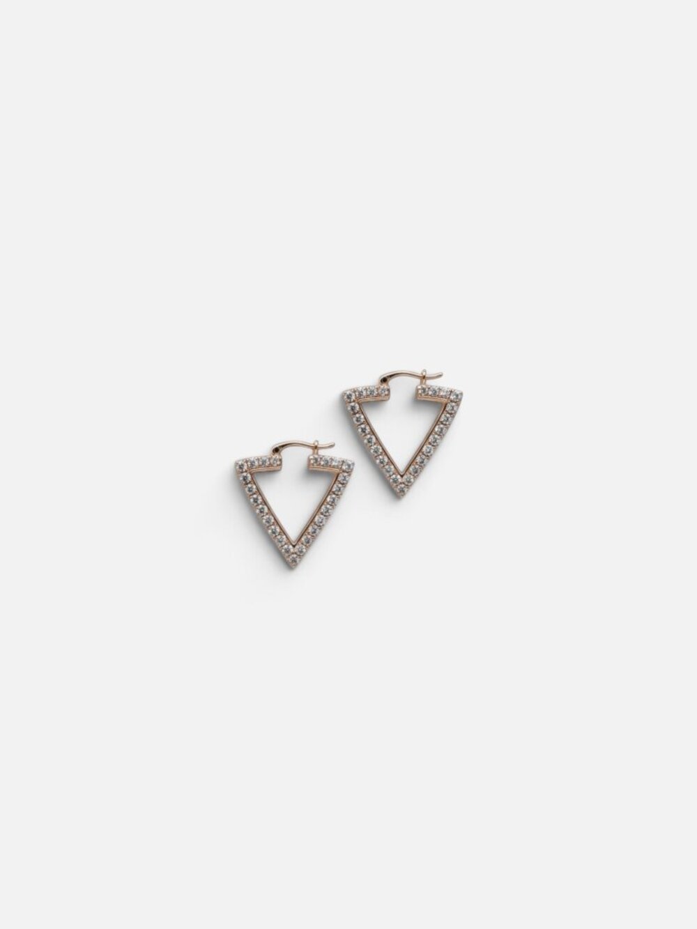 Gold Filled Triangle Hoop Earrings for Women with White Crystal